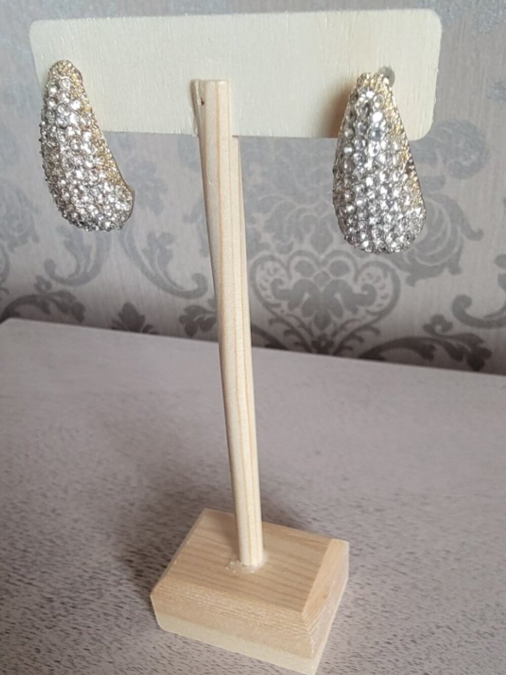 Pave Crystal Gold Tone Earrings